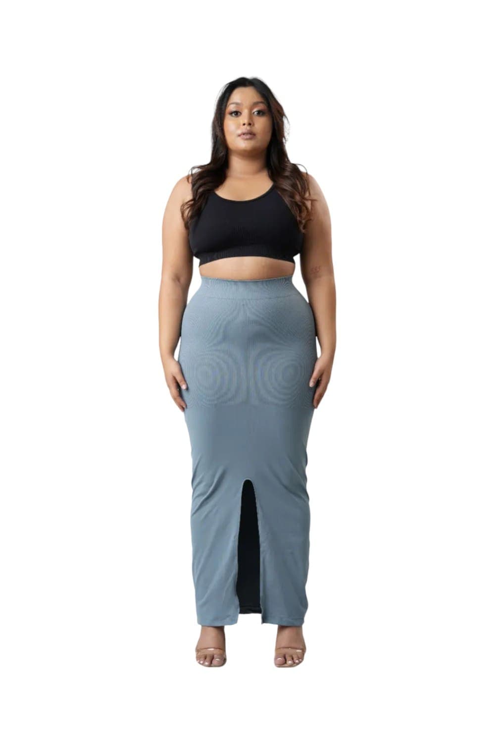 Curves High Compression Mermaid Saree Smokey Grey Shapewear
