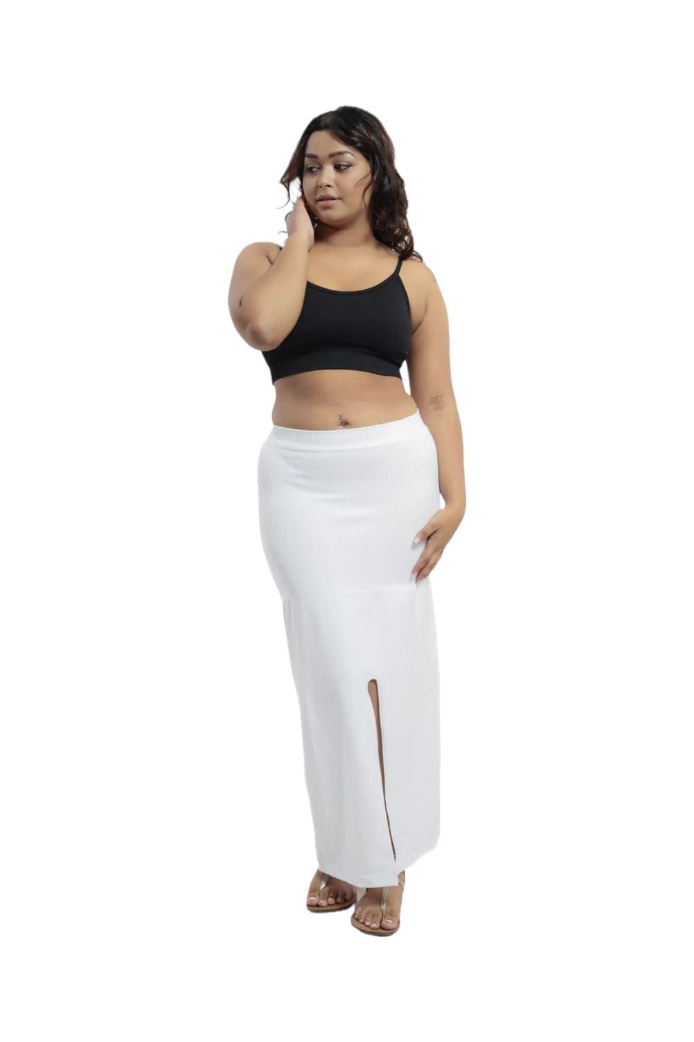 Curves High Compression Mermaid Saree Bright White Shapewear