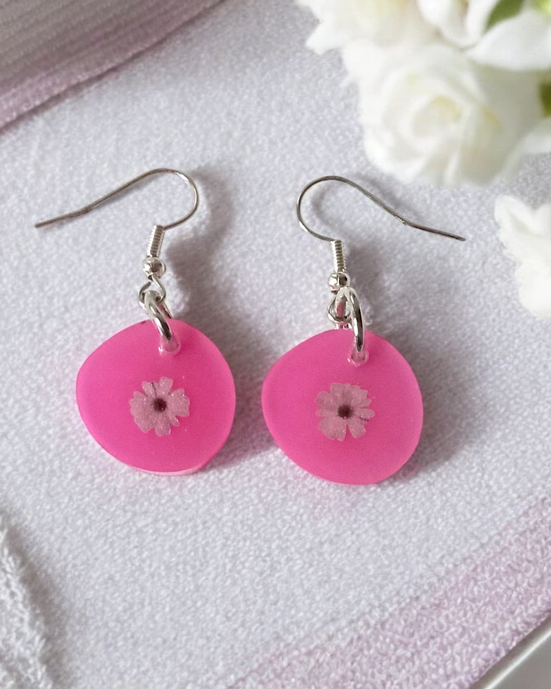 Crafterina Pink Bliss Resin Earrings
