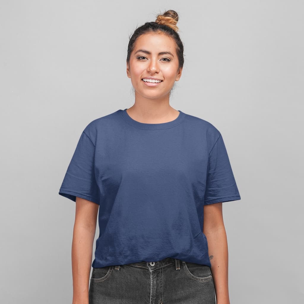 Sheoly Women Short Sleeve Navi Blue T Shirt