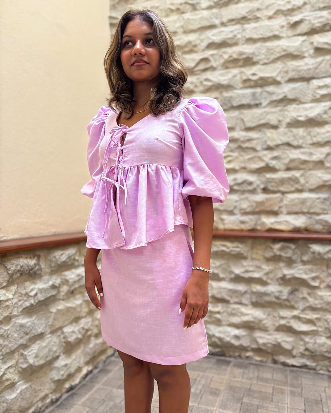 Anithya Simply Twisted Charming &amp; Chic Womens Top And Skirt Rosy Lilac Set