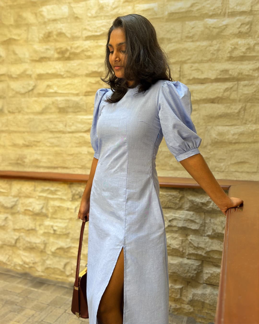 Anithya Willow's Grace Fit And Flare Midi Denim Blue Maxi Dress