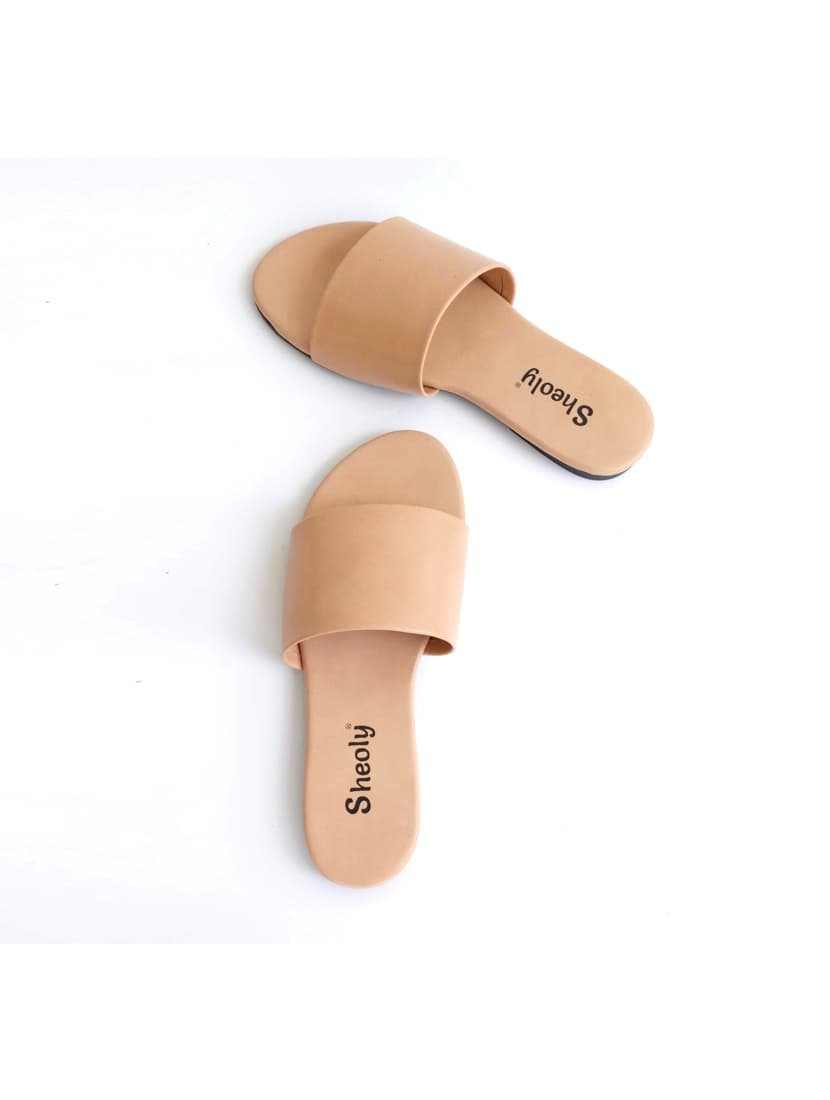 Sheoly Beige color slide Flat sandals