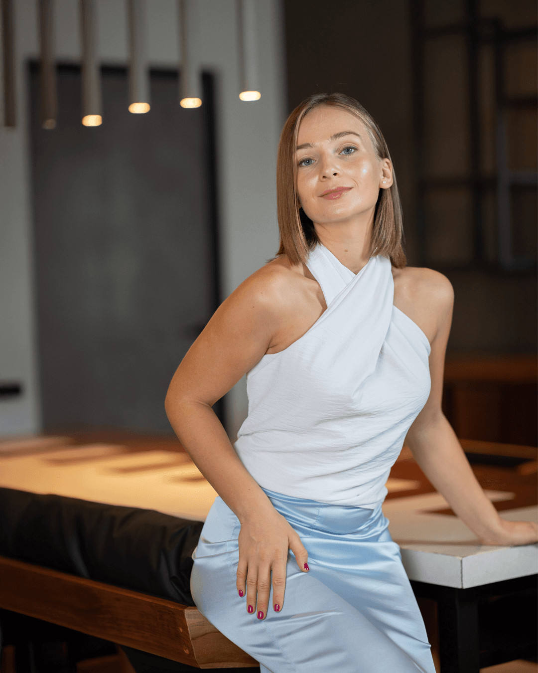 Snow White Twisted Neck Halter Top