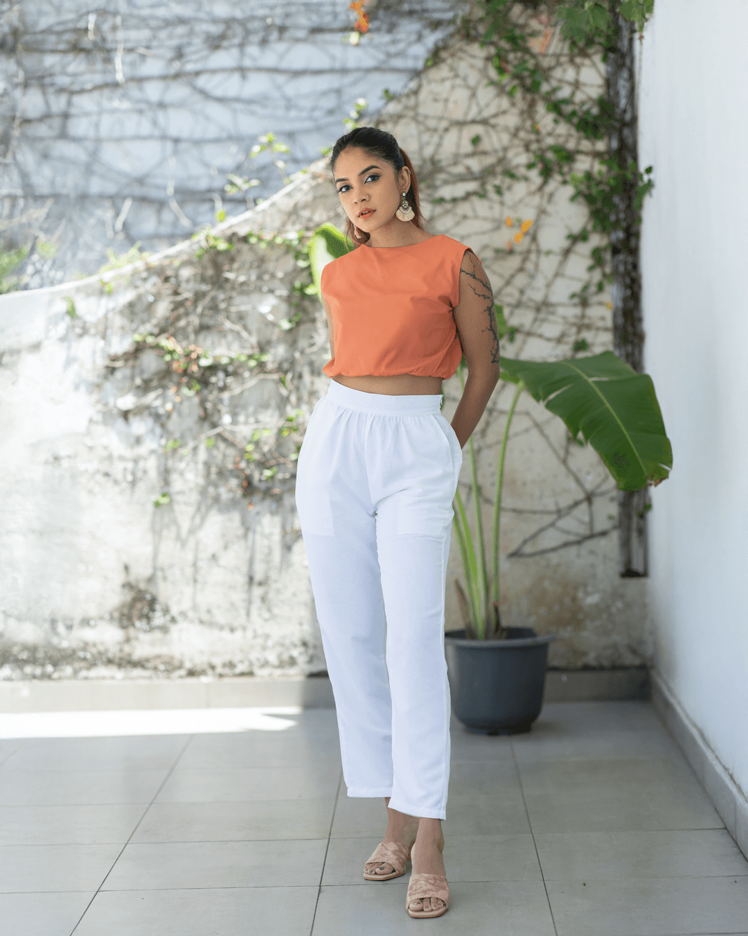 Luna White Cotton Pants