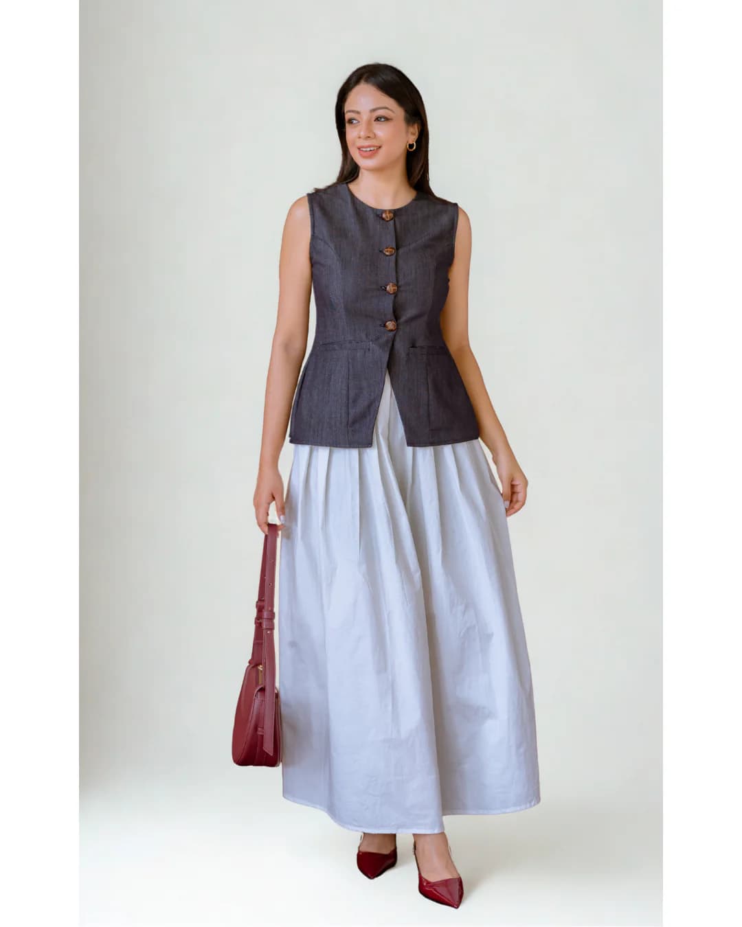 White Cotton Maxi Skirt