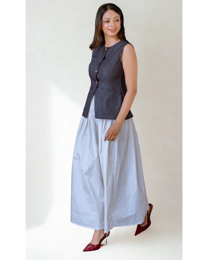 White Cotton Maxi Skirt