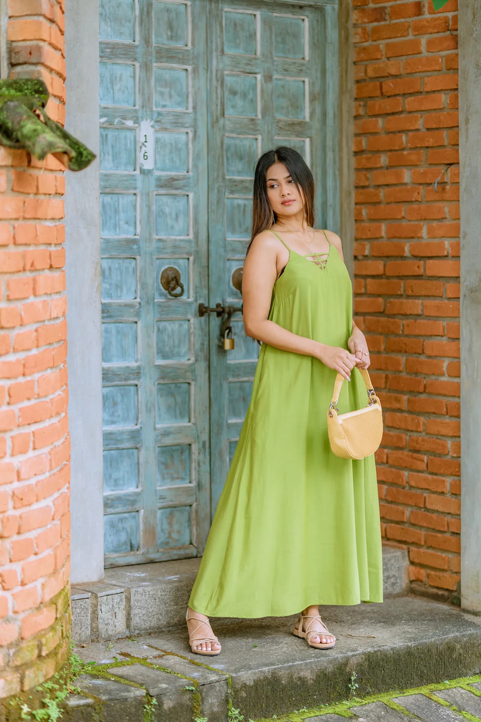 Crisscross Neckline Maxi Dress