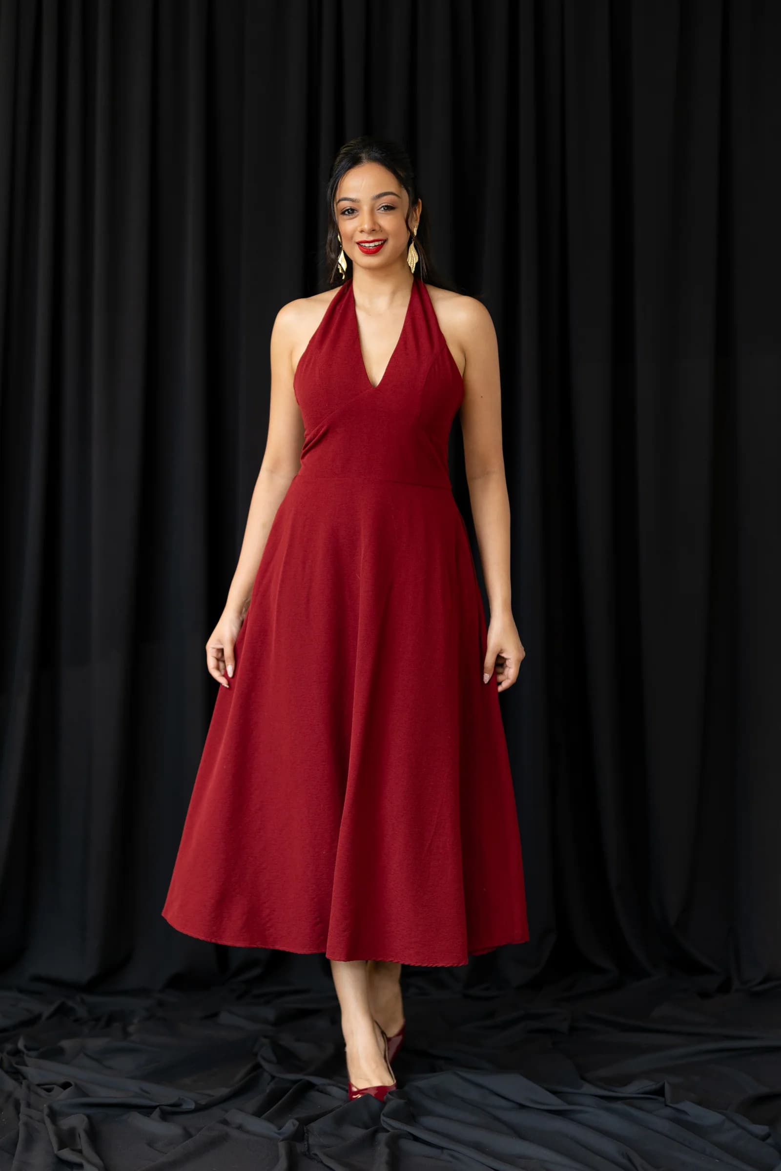 Red Flame Halter Midi