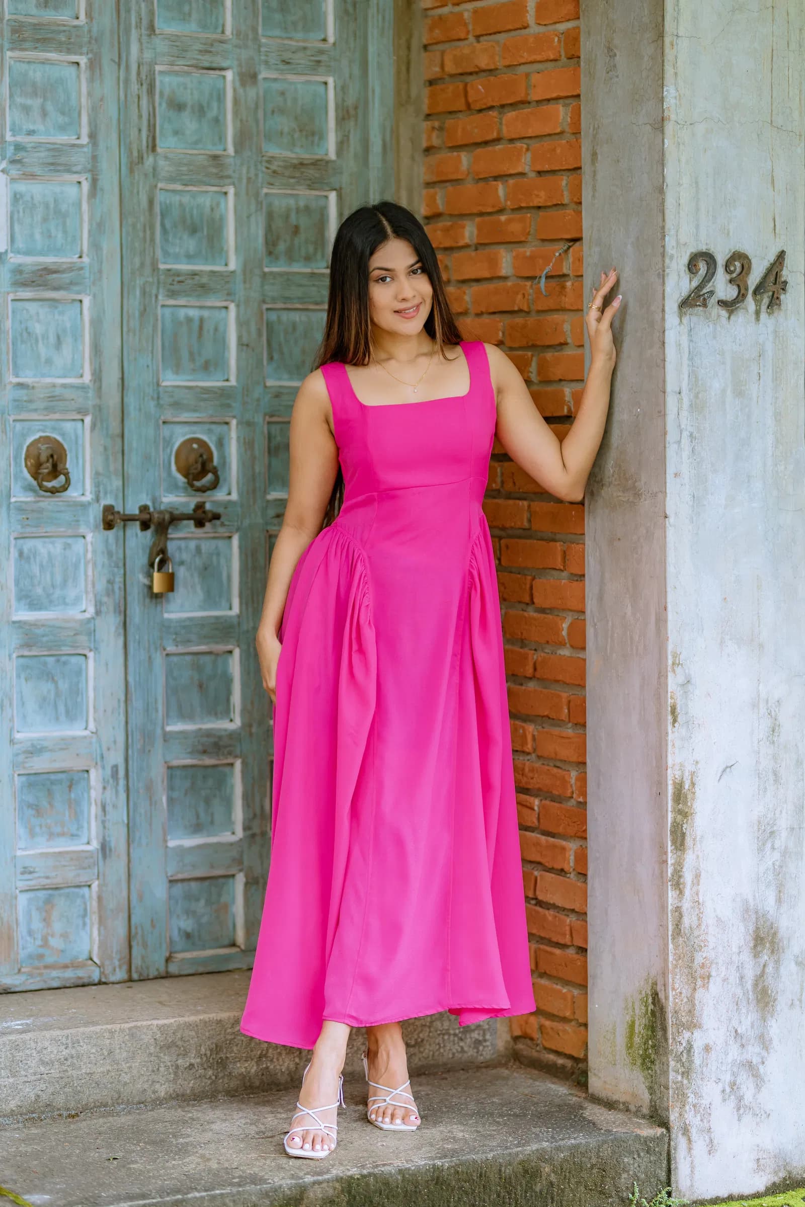 Fuchsia Flare Maxi Dress