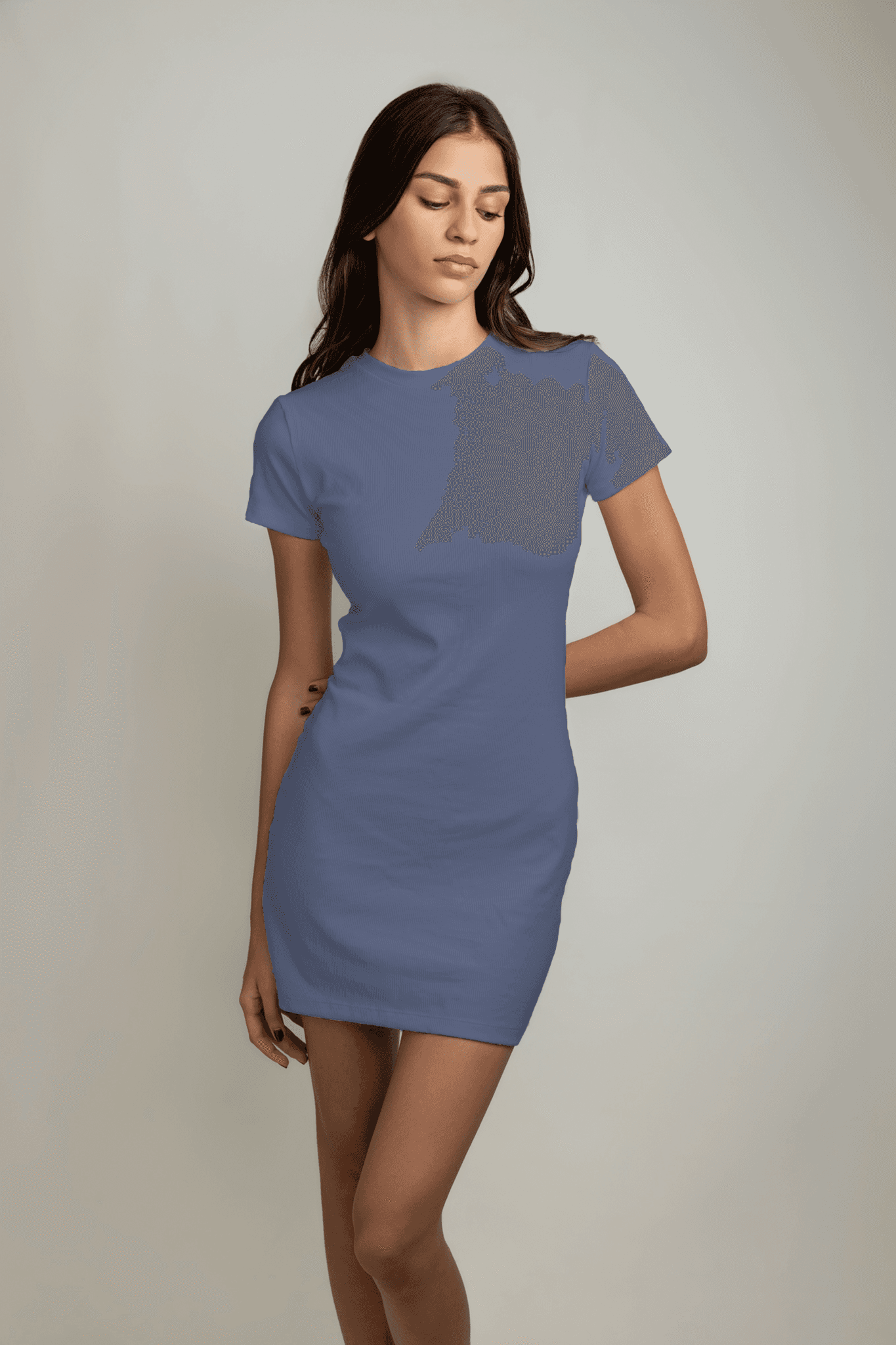 Zahra Short-Sleeve Mini Dress - Dusk Blue