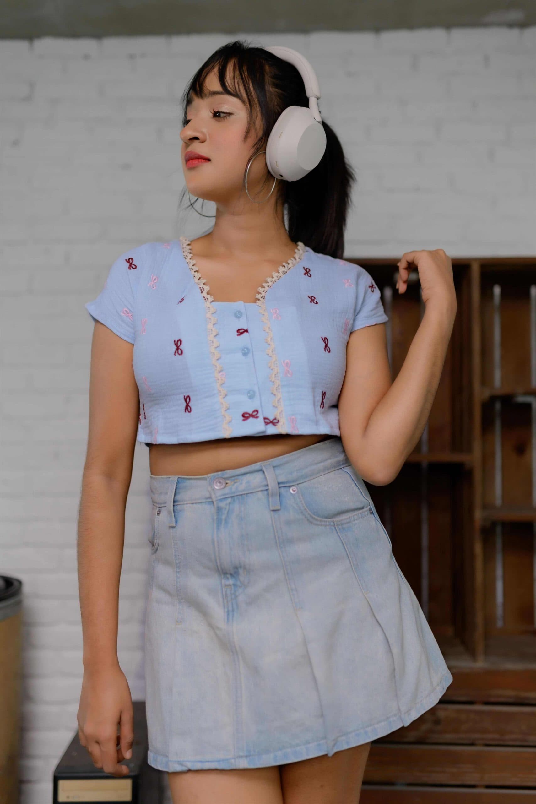 Twilight Cotton blue Crop top