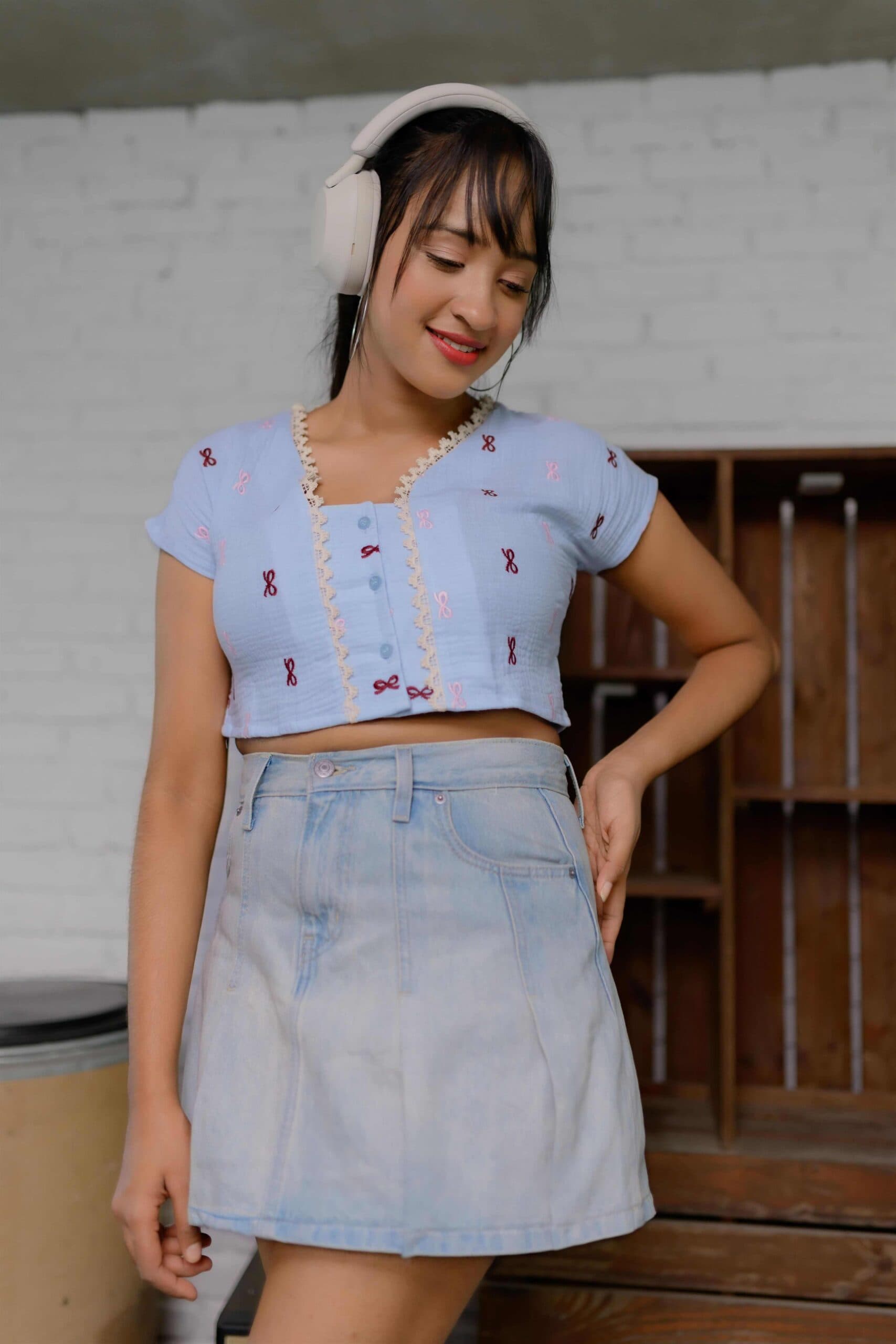 Twilight Cotton blue Crop top