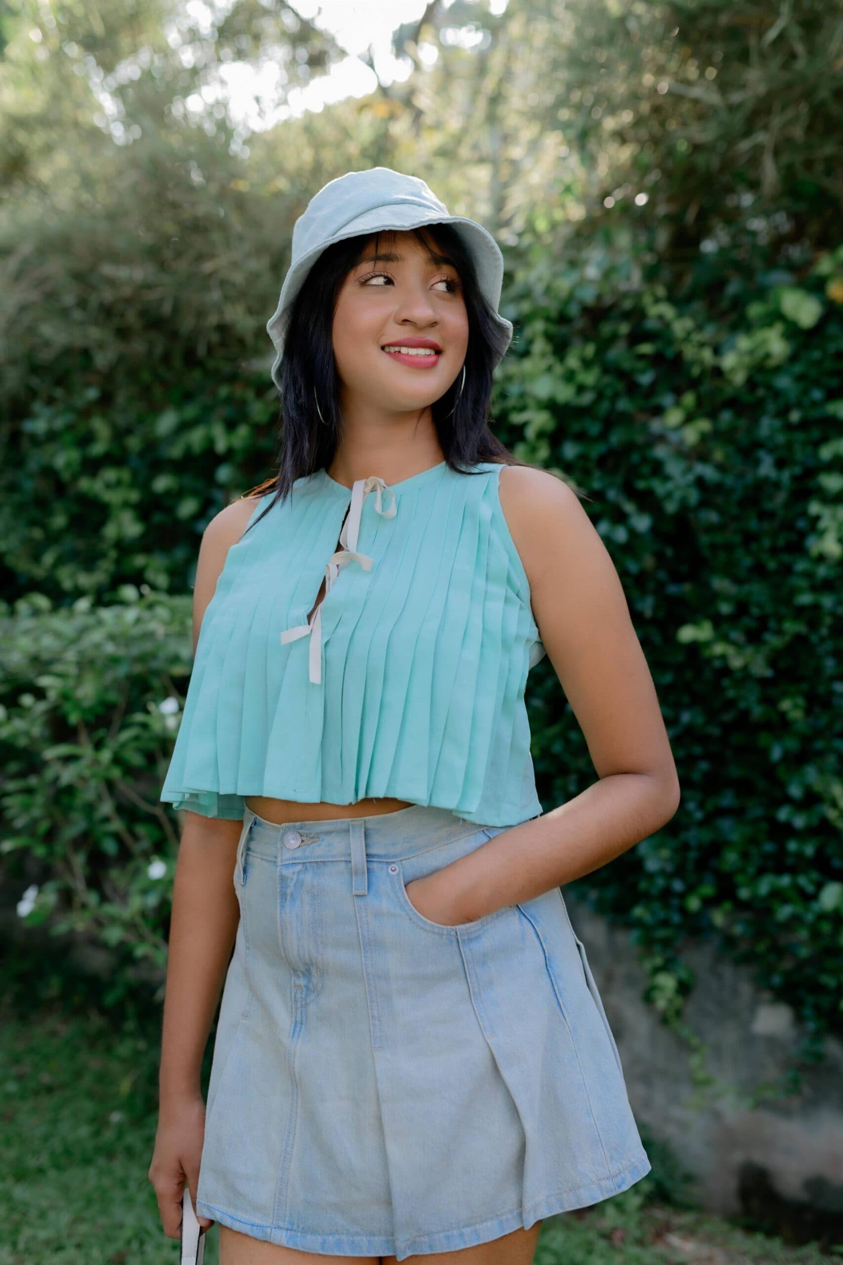 Twilight Green Cotton Sleeveless Blouse