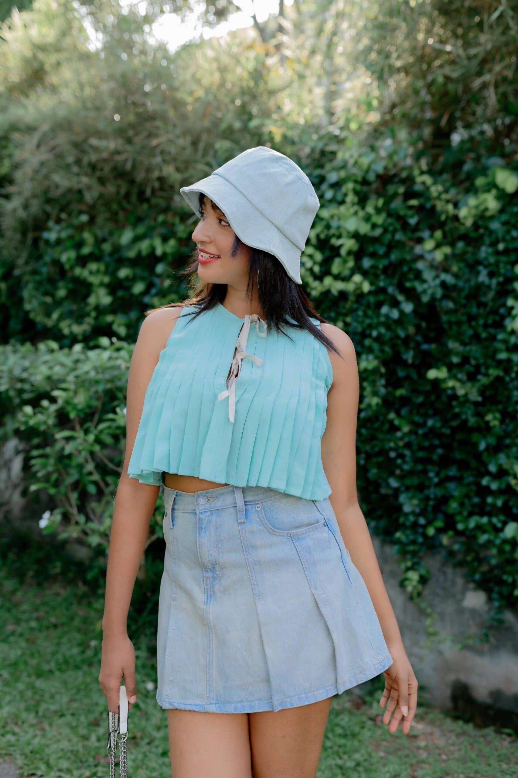 Twilight Green Cotton Sleeveless Blouse