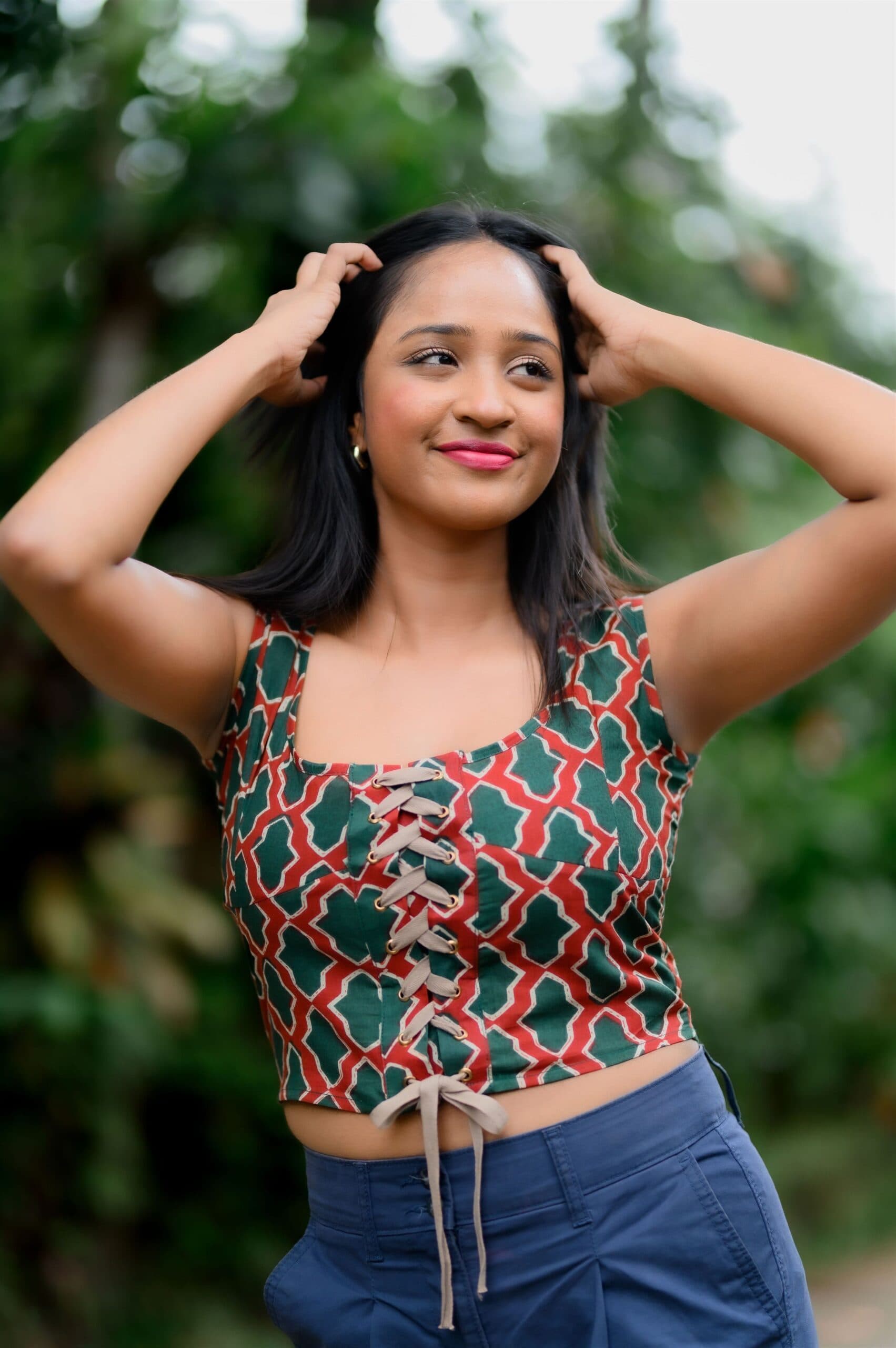 Cozy Elagance Green and Red Crop top