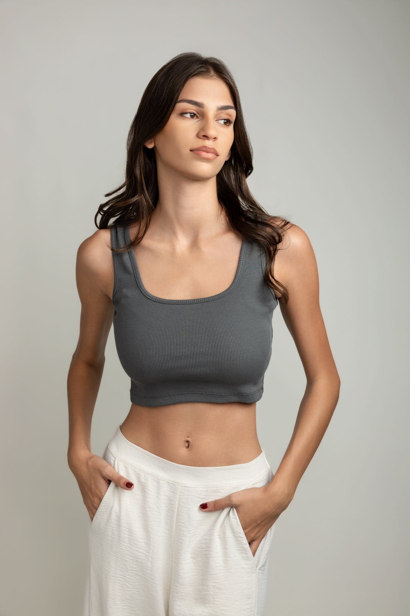 Darya Wide-strap Top - Eclipse Gray