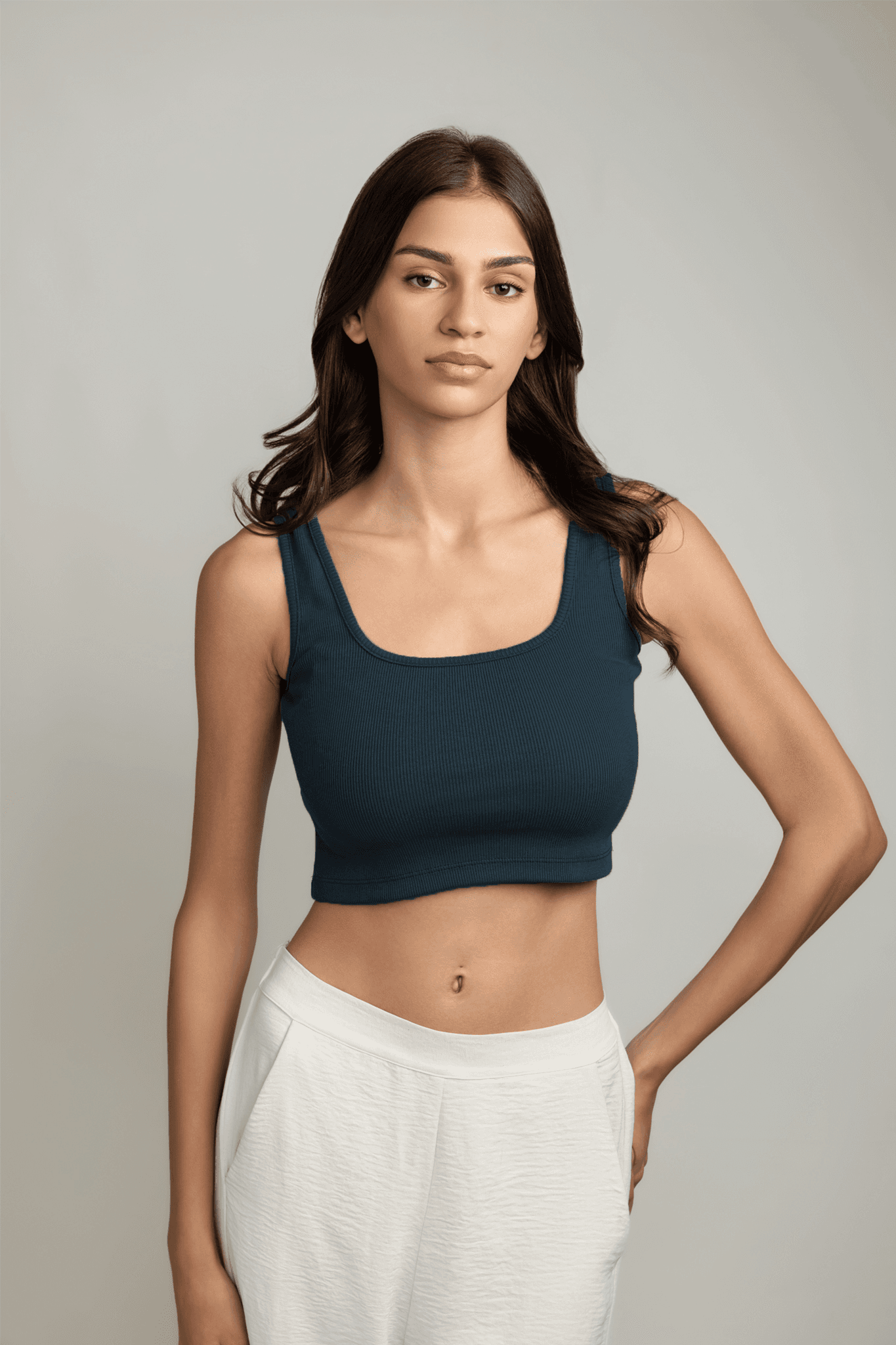 Darya Wide-strap Top - Deep Sea Green