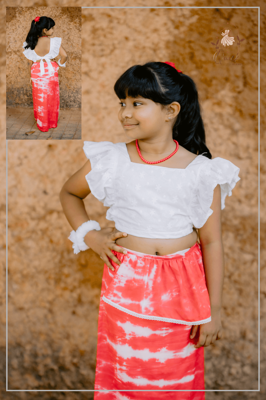 White Blouse & Bathik Lungi set