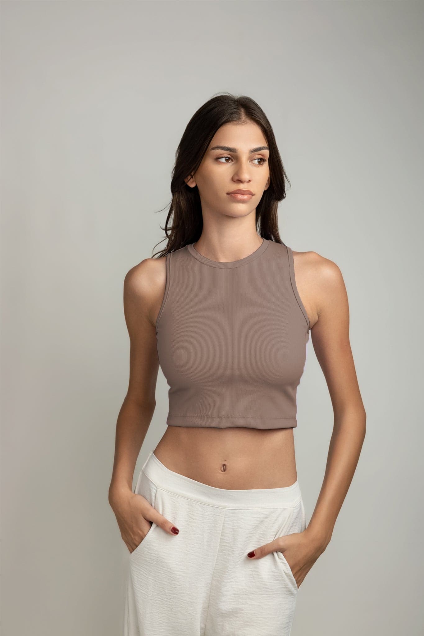 Ariana Rib Tank Top - Coffee Brown