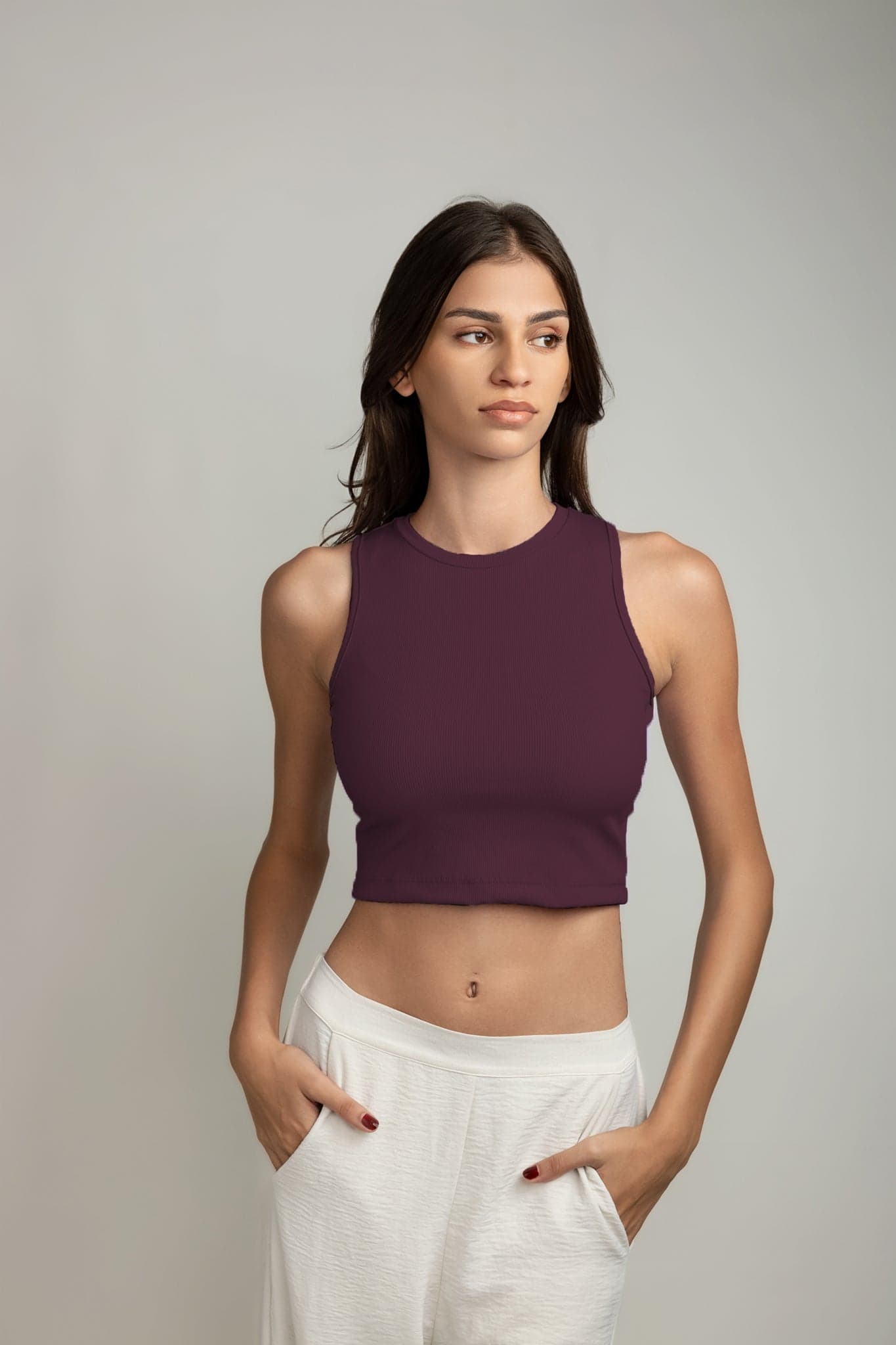 Ariana Rib Tank Top - Plum Purple
