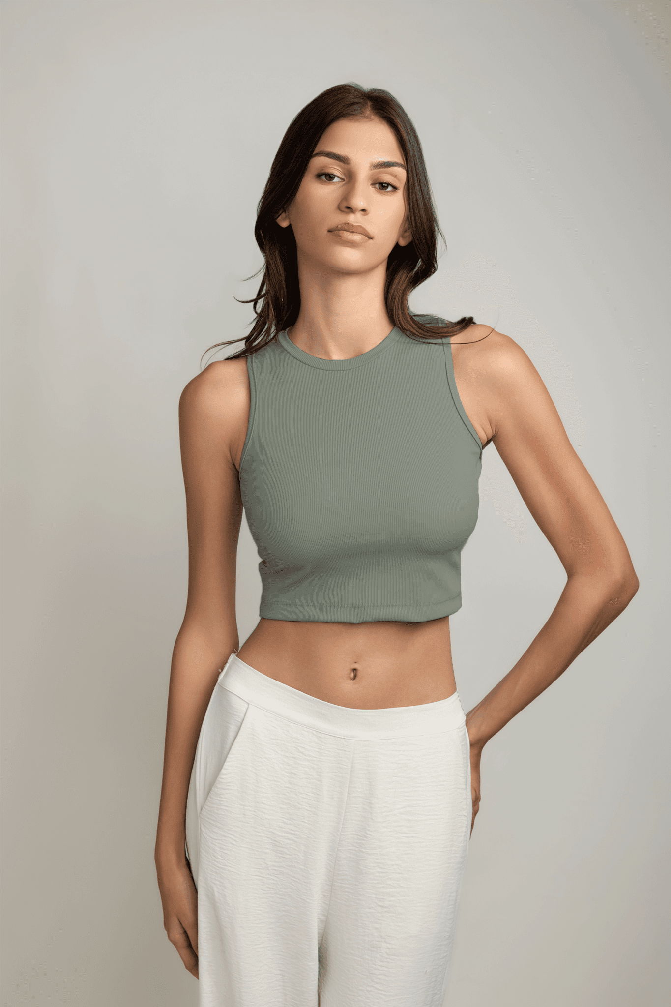 Ariana Rib Tank Top - Spring Green