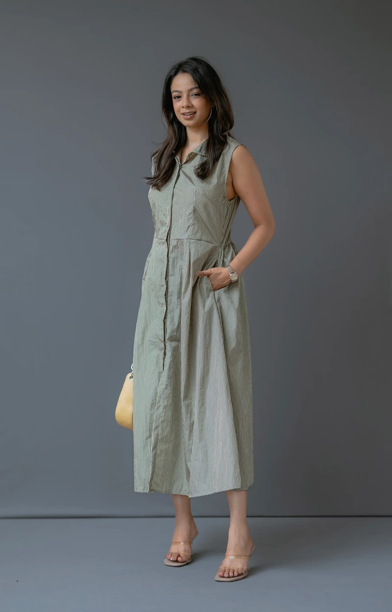 Sleeveless Striped Midi Dress