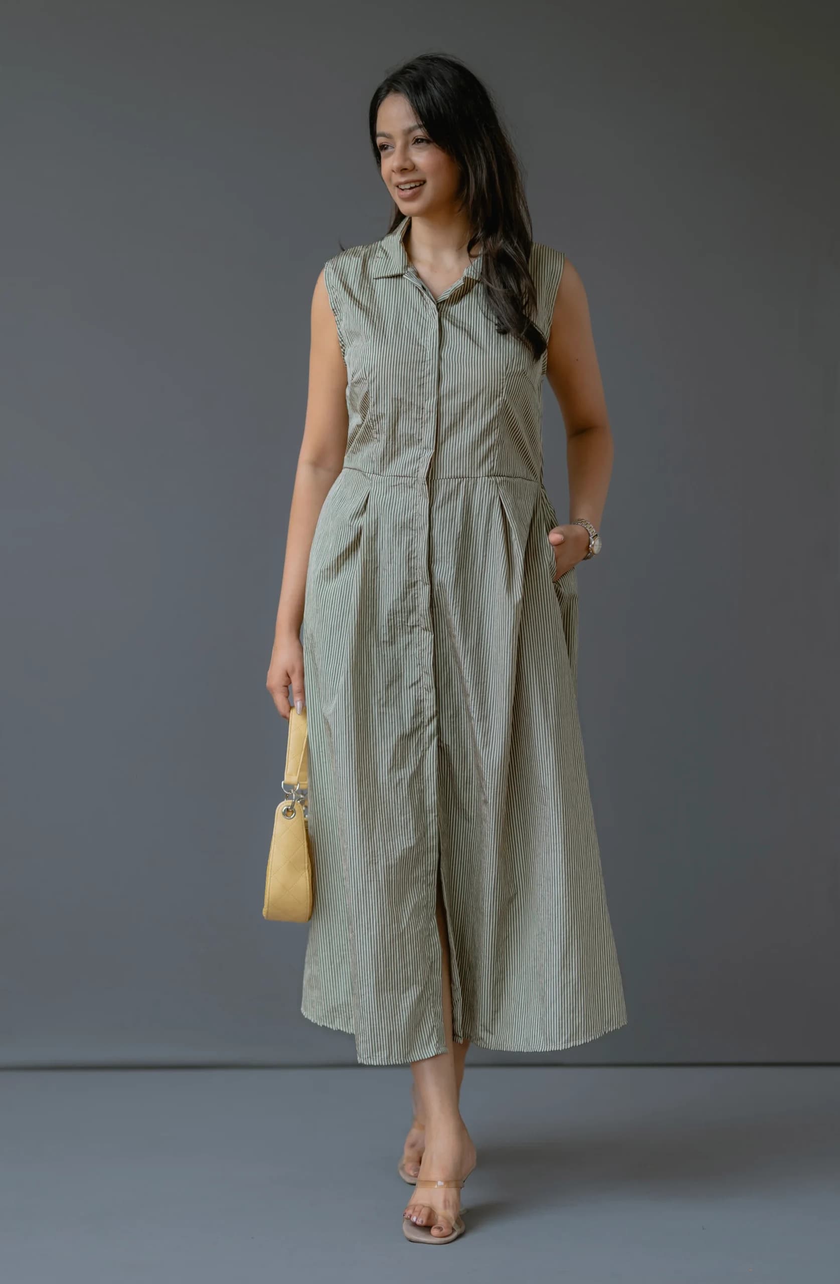 Sleeveless Striped Midi Dress